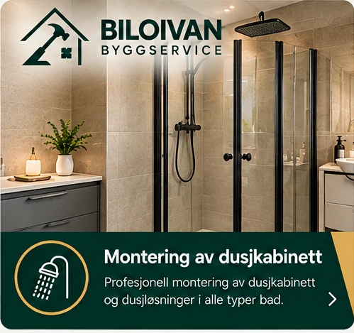 Montering av dusjkabinett – Biloivan Byggservice, illustrasjonsbilde