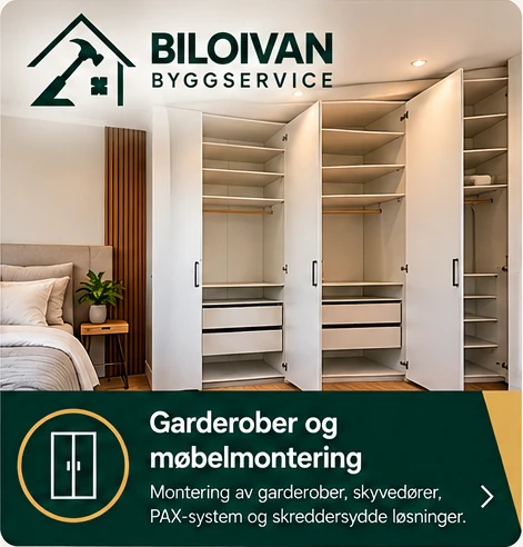 Garderober og møbelmontering – Biloivan Byggservice, illustrasjonsbilde